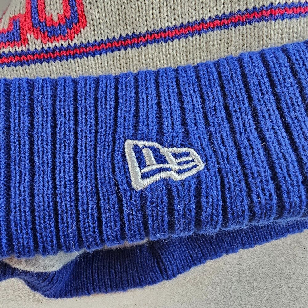 New Era Buffalo Bills Beanie Hat Blue White Red Pom Pom Knit Cuffed NFL One Size - Picture 3 of 5